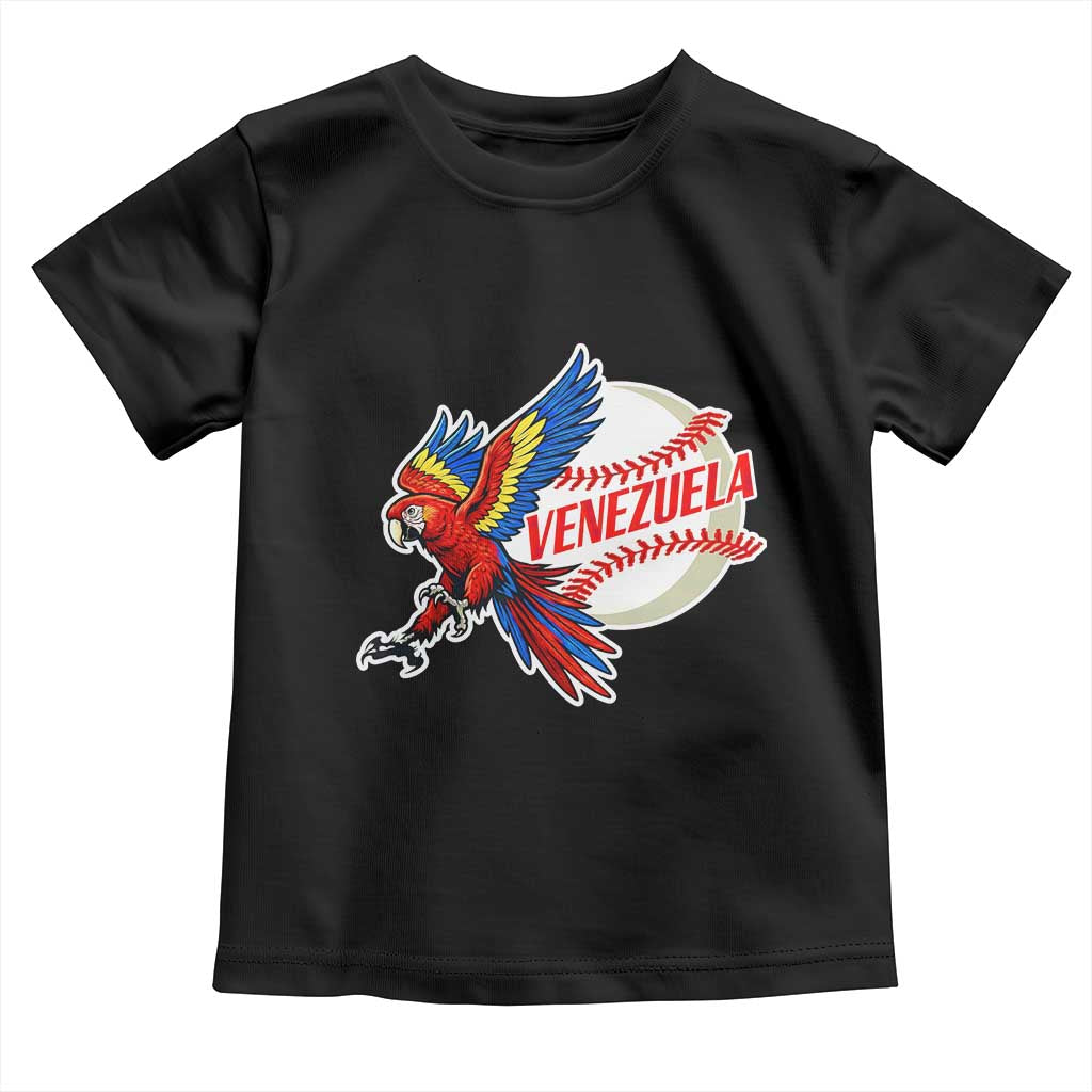 Venezuela Baseball Flying Scarlet Macaw and Ball Toddler T Shirt Ara Macao Guacamaya Venezuelan Pride