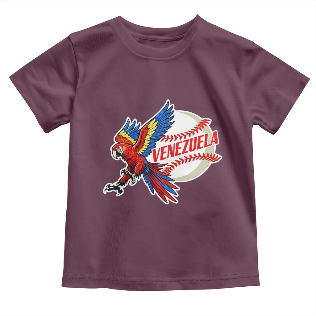 Venezuela Baseball Flying Scarlet Macaw and Ball Toddler T Shirt Ara Macao Guacamaya Venezuelan Pride