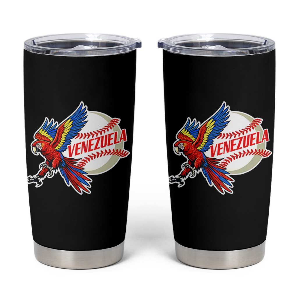 Venezuela Baseball Flying Scarlet Macaw and Ball Tumbler Cup Ara Macao Guacamaya Venezuelan Pride