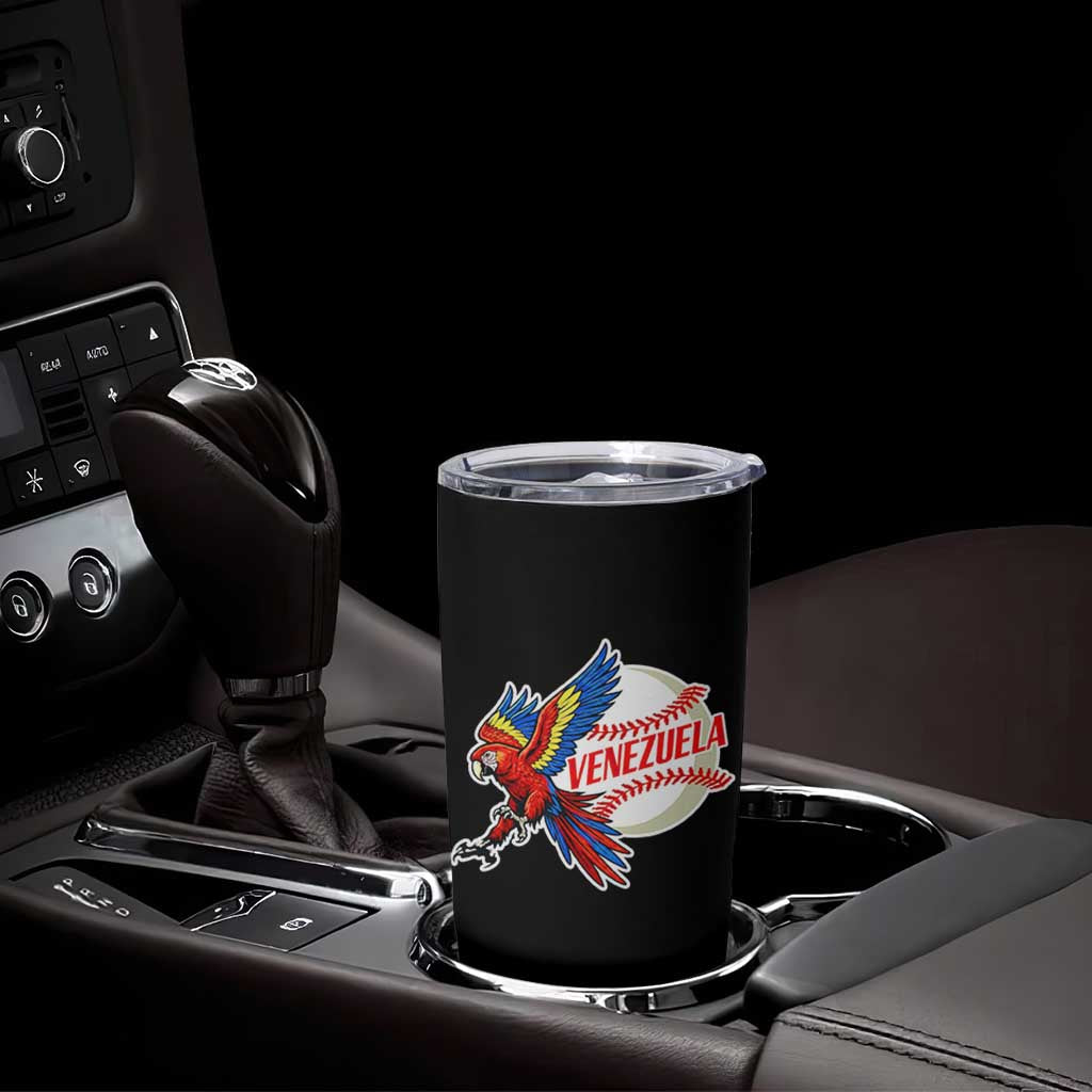 Venezuela Baseball Flying Scarlet Macaw and Ball Tumbler Cup Ara Macao Guacamaya Venezuelan Pride