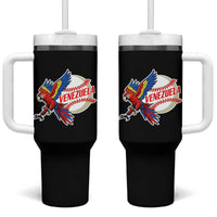 Venezuela Baseball Flying Scarlet Macaw and Ball Tumbler With Handle Ara Macao Guacamaya Venezuelan Pride