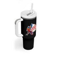 Venezuela Baseball Flying Scarlet Macaw and Ball Tumbler With Handle Ara Macao Guacamaya Venezuelan Pride
