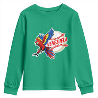 Venezuela Baseball Flying Scarlet Macaw and Ball Youth Sweatshirt Ara Macao Guacamaya Venezuelan Pride
