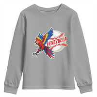 Venezuela Baseball Flying Scarlet Macaw and Ball Youth Sweatshirt Ara Macao Guacamaya Venezuelan Pride