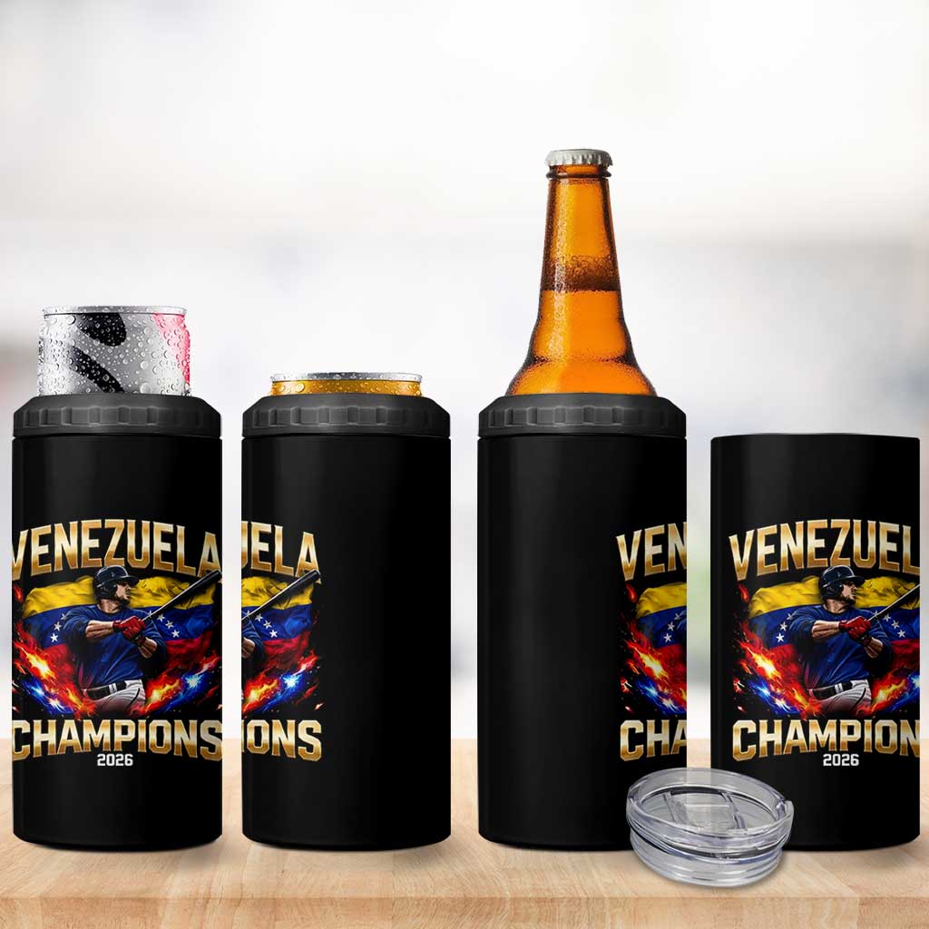 Venezuela Champions 2026 4 in 1 Can Cooler Tumbler Beisbol Venezuelan Pride Flag Baseball Fans
