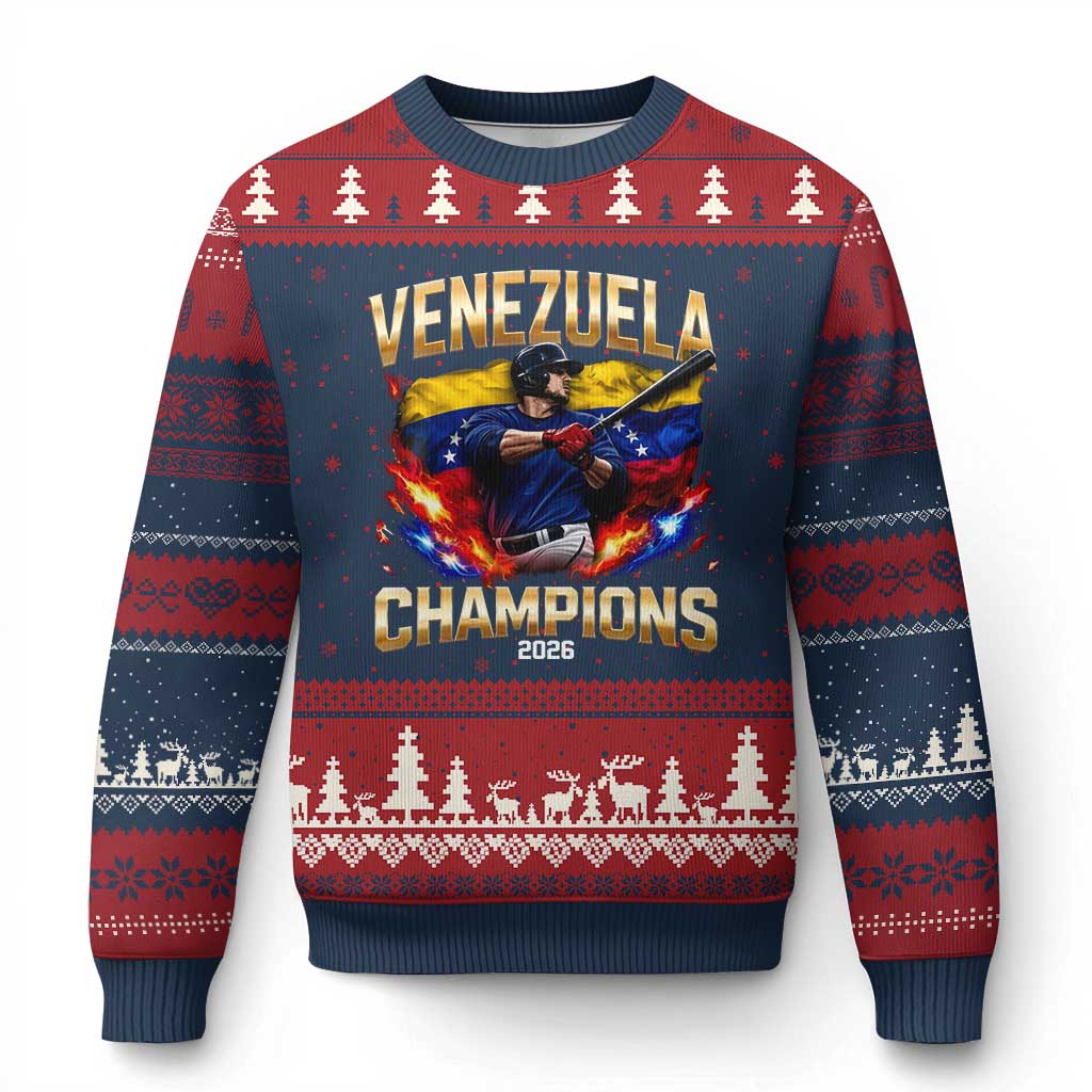 Venezuela Champions 2026 Ugly Christmas Sweater Beisbol Venezuelan Pride Flag Baseball Fans