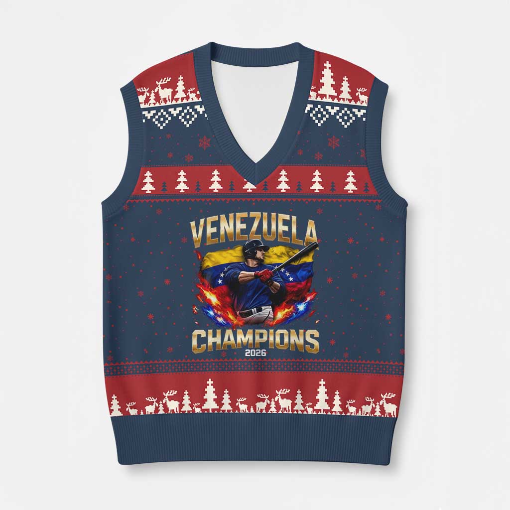Venezuela Champions 2026 V-Neck Knit Sweater Vest Beisbol Venezuelan Pride Flag Baseball Fans