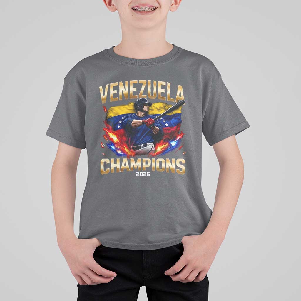 Venezuela Champions 2026 T Shirt For Kid Beisbol Venezuelan Pride Flag Baseball Fans