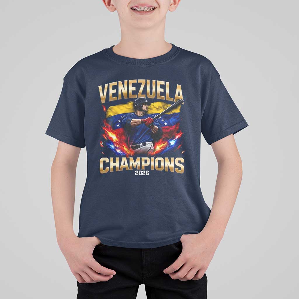 Venezuela Champions 2026 T Shirt For Kid Beisbol Venezuelan Pride Flag Baseball Fans