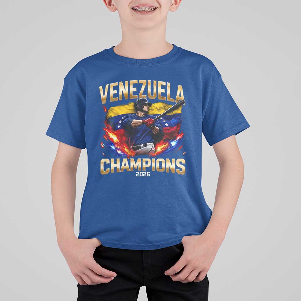 Venezuela Champions 2026 T Shirt For Kid Beisbol Venezuelan Pride Flag Baseball Fans