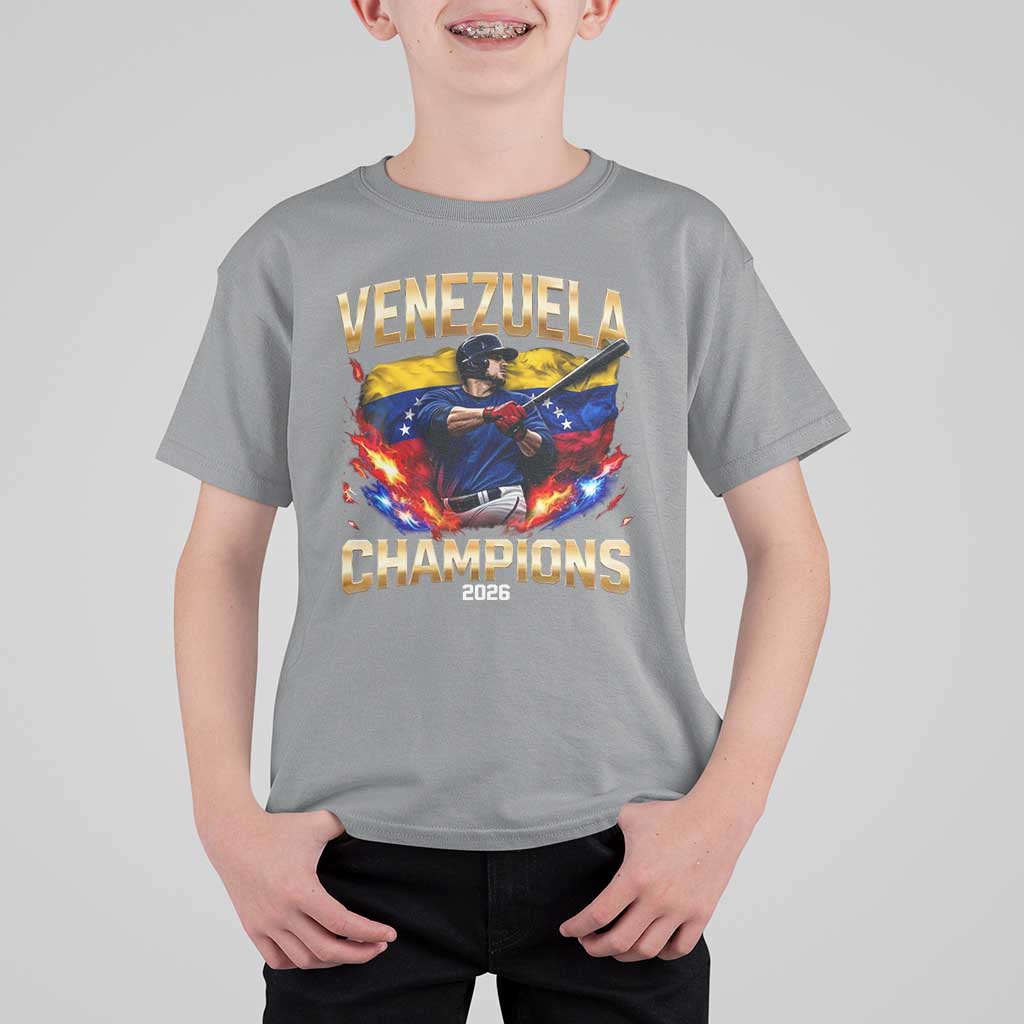 Venezuela Champions 2026 T Shirt For Kid Beisbol Venezuelan Pride Flag Baseball Fans