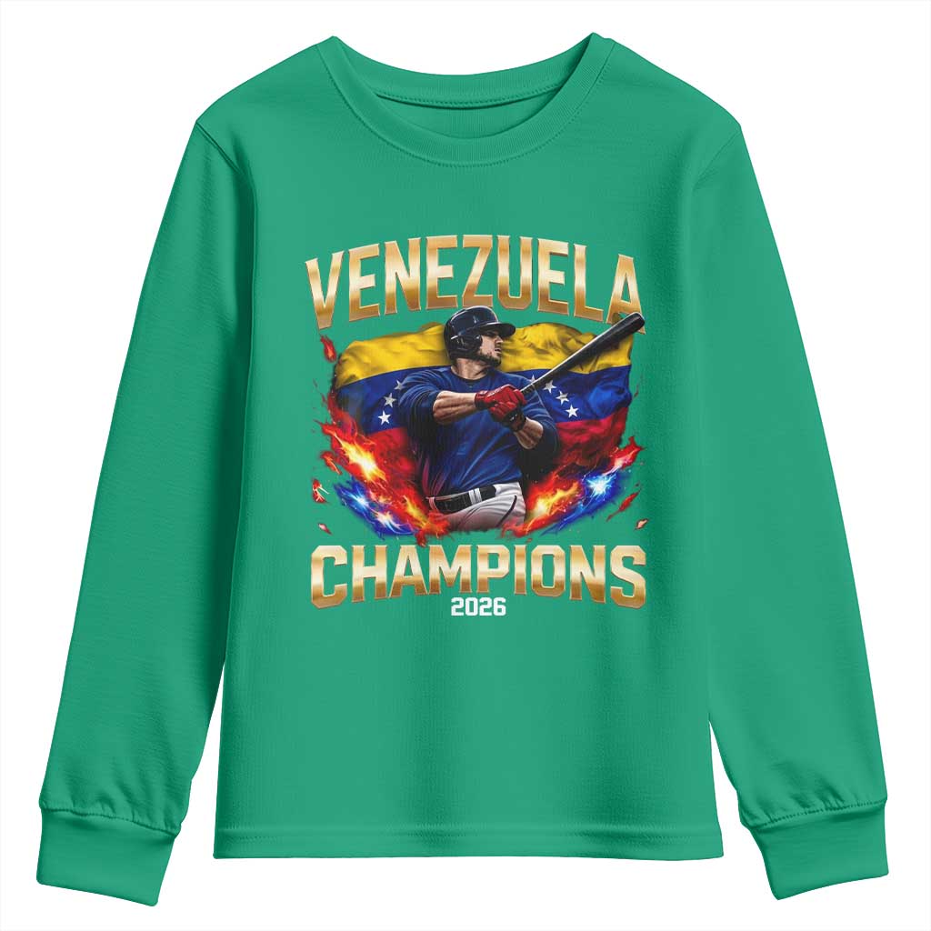 Venezuela Champions 2026 Youth Sweatshirt Beisbol Venezuelan Pride Flag Baseball Fans