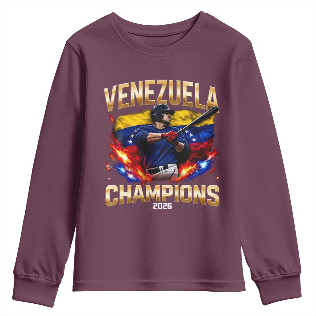 Venezuela Champions 2026 Youth Sweatshirt Beisbol Venezuelan Pride Flag Baseball Fans