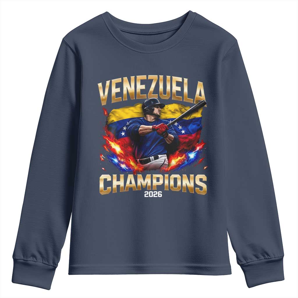 Venezuela Champions 2026 Youth Sweatshirt Beisbol Venezuelan Pride Flag Baseball Fans
