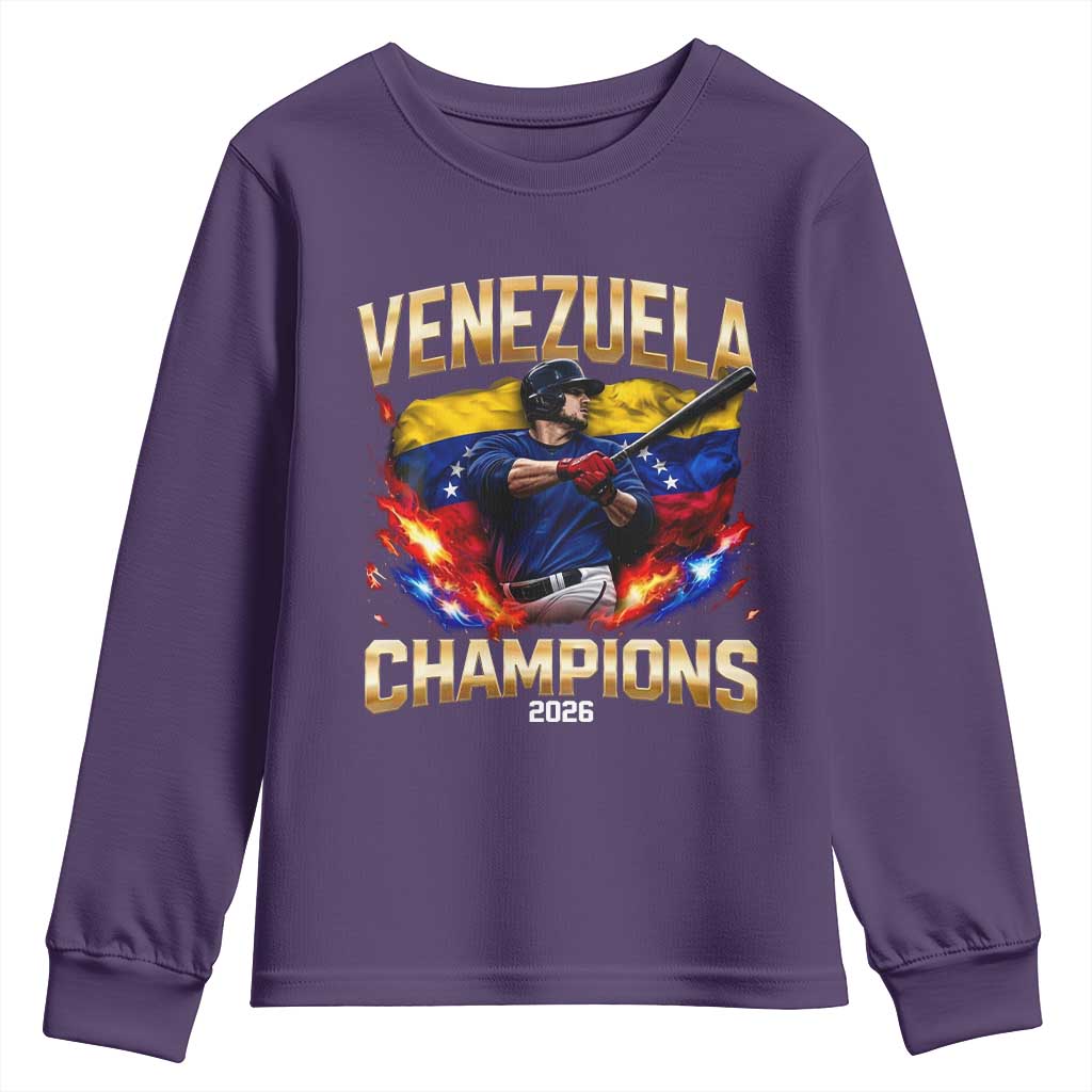 Venezuela Champions 2026 Youth Sweatshirt Beisbol Venezuelan Pride Flag Baseball Fans