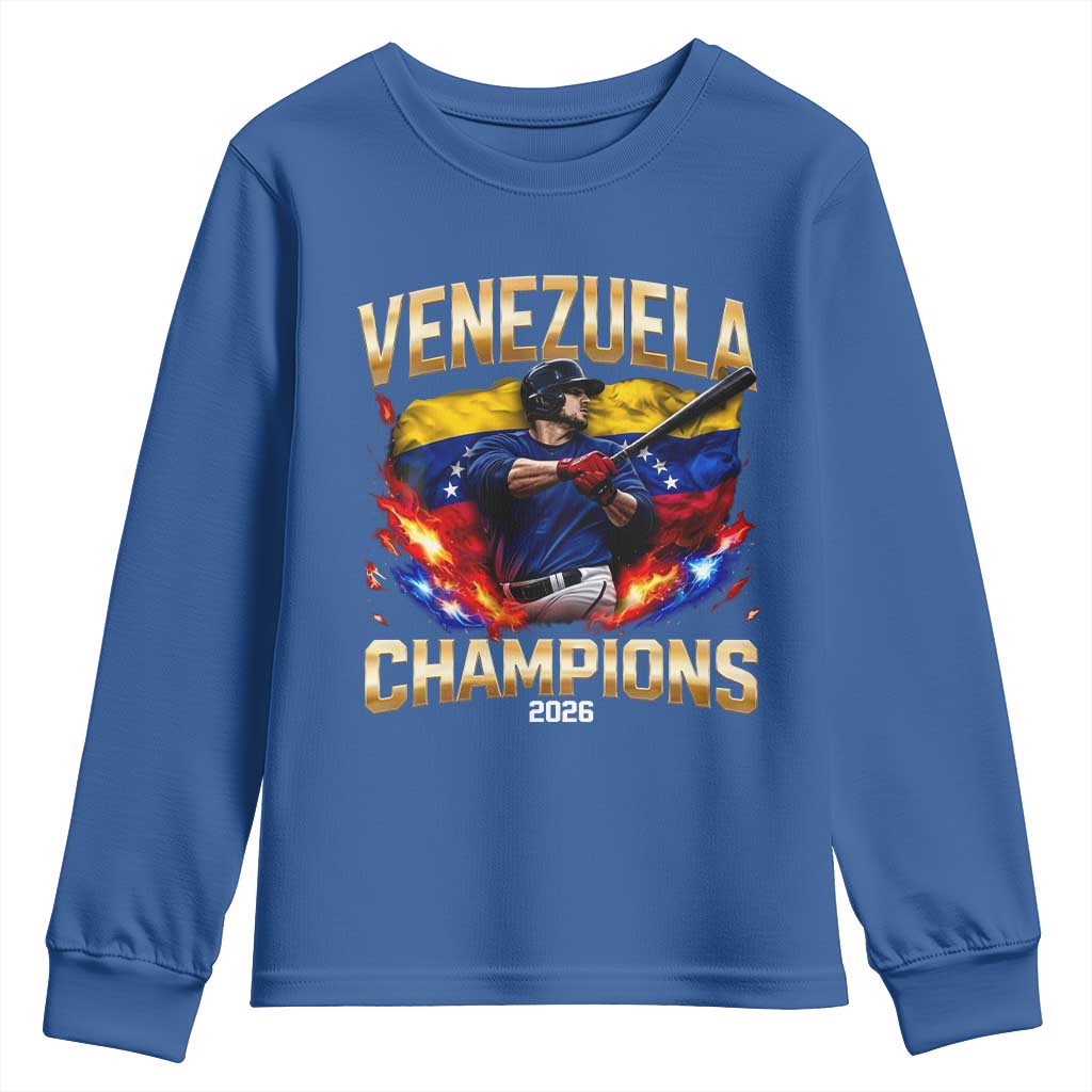 Venezuela Champions 2026 Youth Sweatshirt Beisbol Venezuelan Pride Flag Baseball Fans