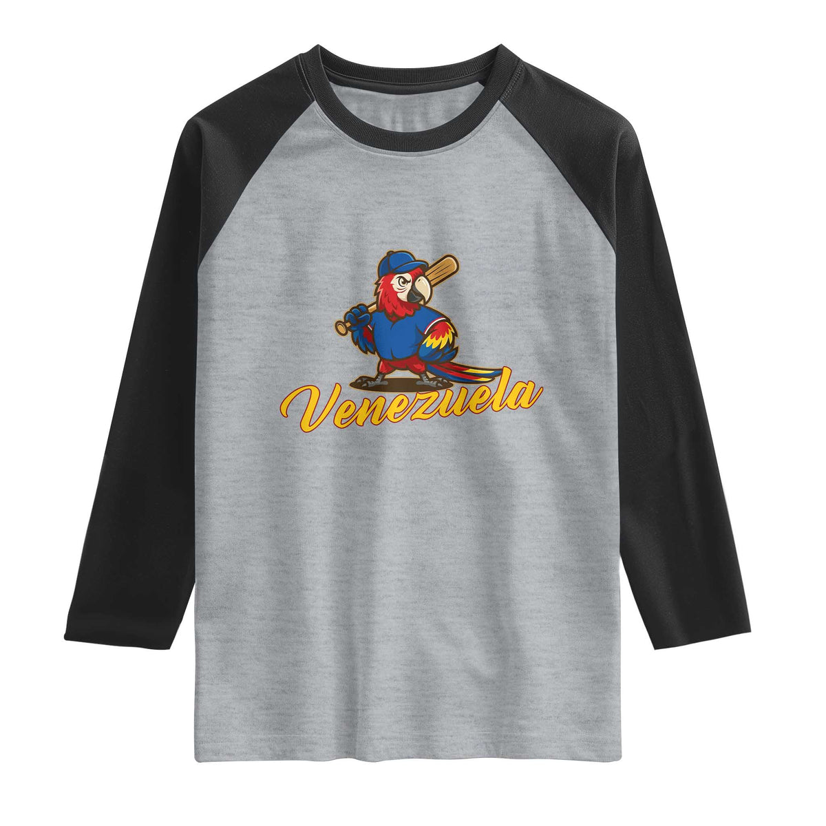 Venezuela Guacamaya Macaw Baseball Raglan Shirt Venezuelan Pride Latino Beisbol Fans