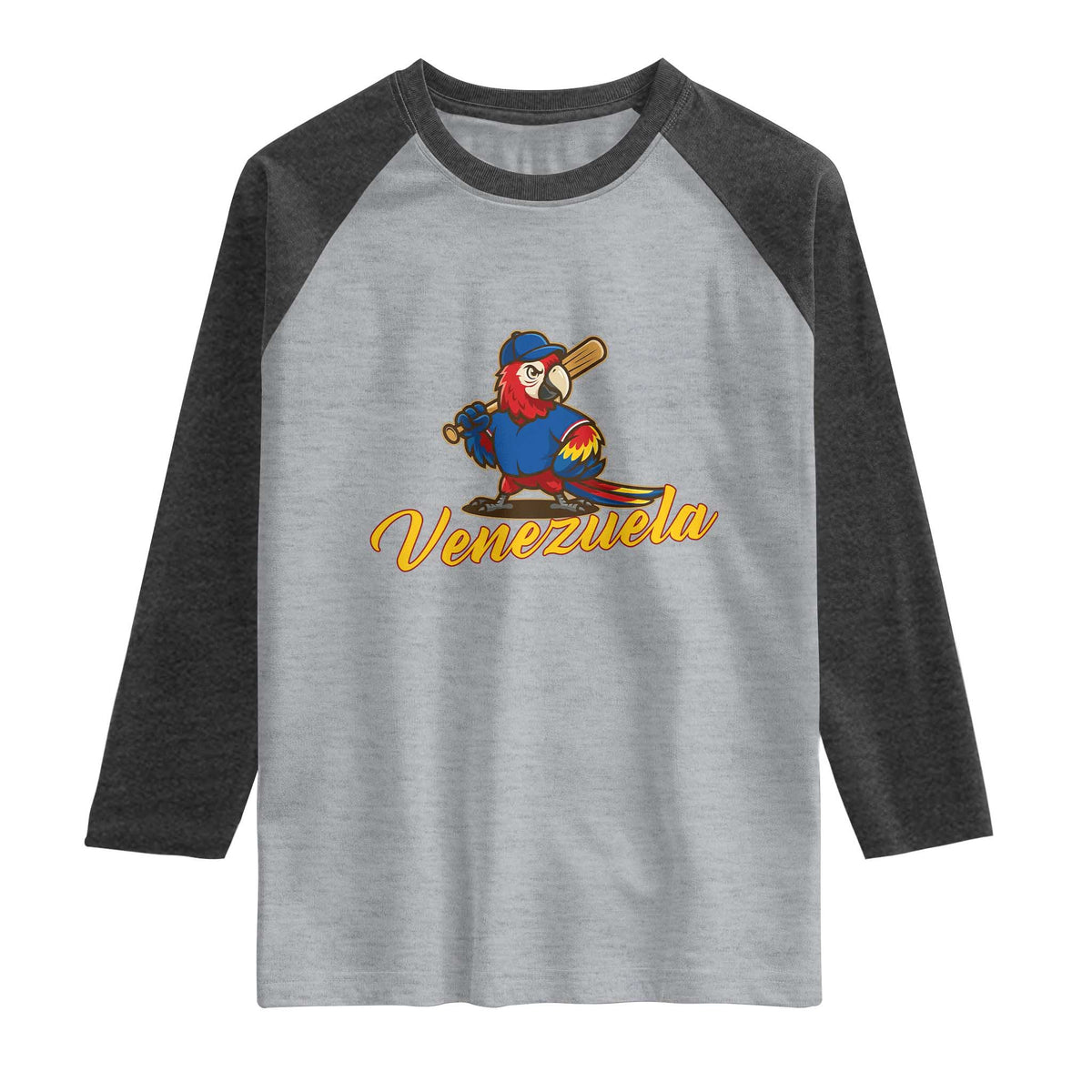 Venezuela Guacamaya Macaw Baseball Raglan Shirt Venezuelan Pride Latino Beisbol Fans