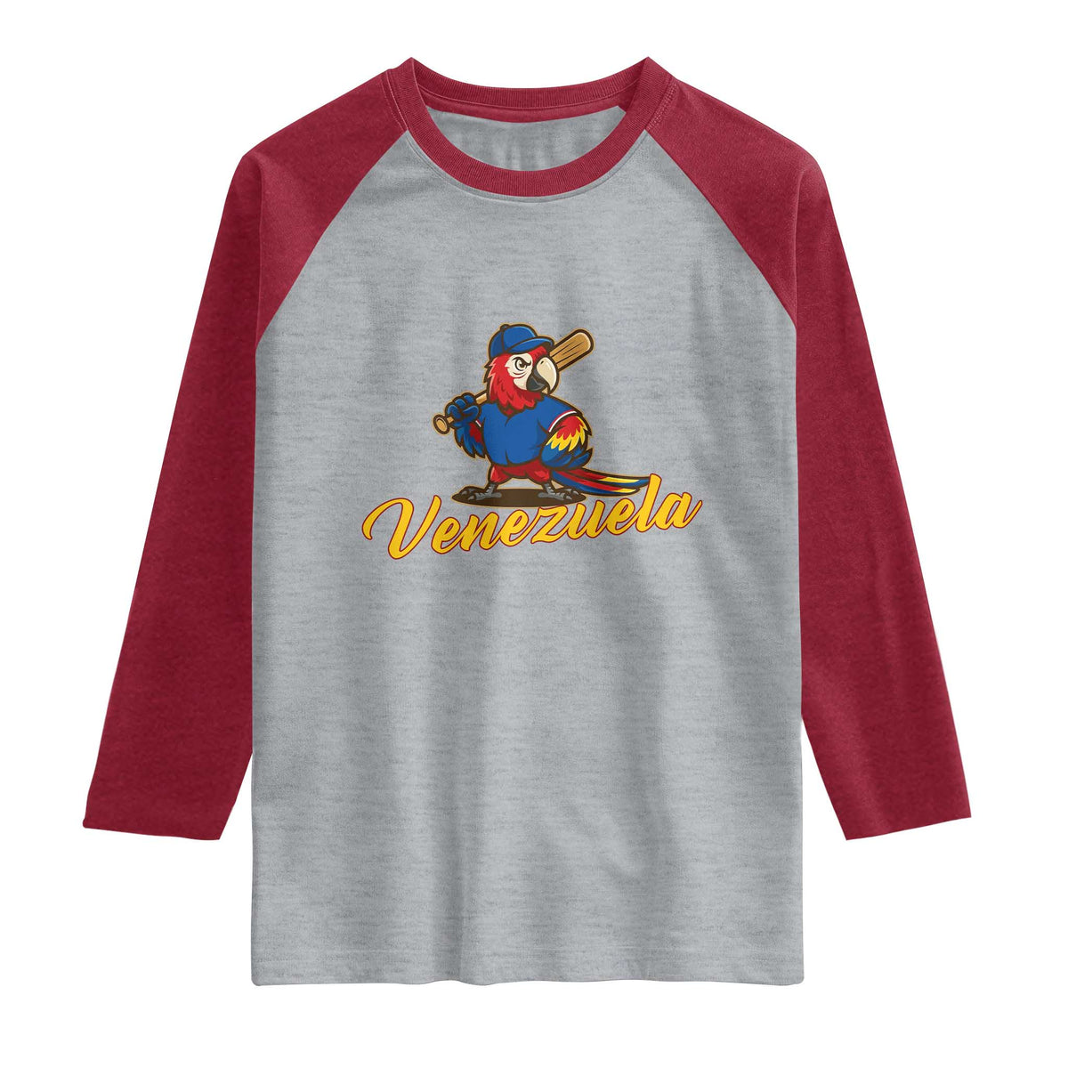 Venezuela Guacamaya Macaw Baseball Raglan Shirt Venezuelan Pride Latino Beisbol Fans