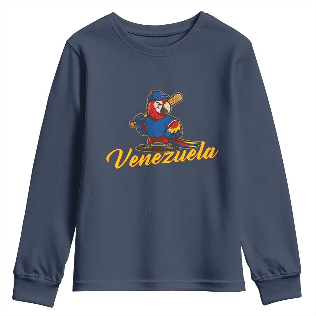 Venezuela Guacamaya Macaw Baseball Youth Sweatshirt Venezuelan Pride Latino Beisbol Fans
