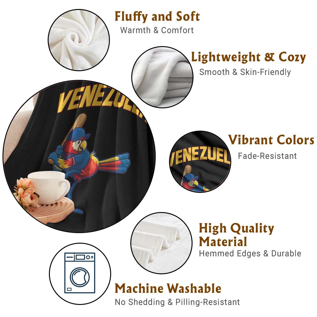 Venezuela Baseball Macaw Batter Throw Blanket Ara Macao Guacamaya Venezuelan Pride