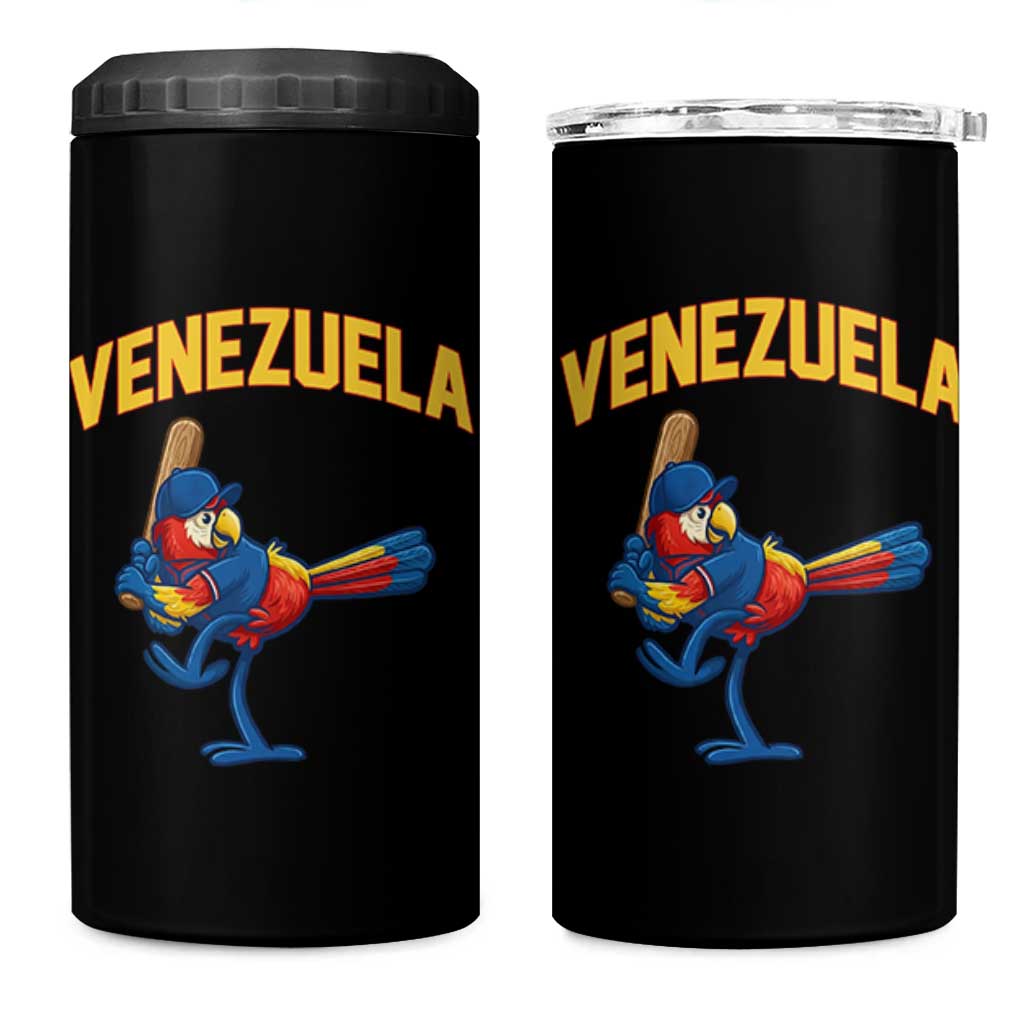 Venezuela Baseball Macaw Batter 4 in 1 Can Cooler Tumbler Ara Macao Guacamaya Venezuelan Pride