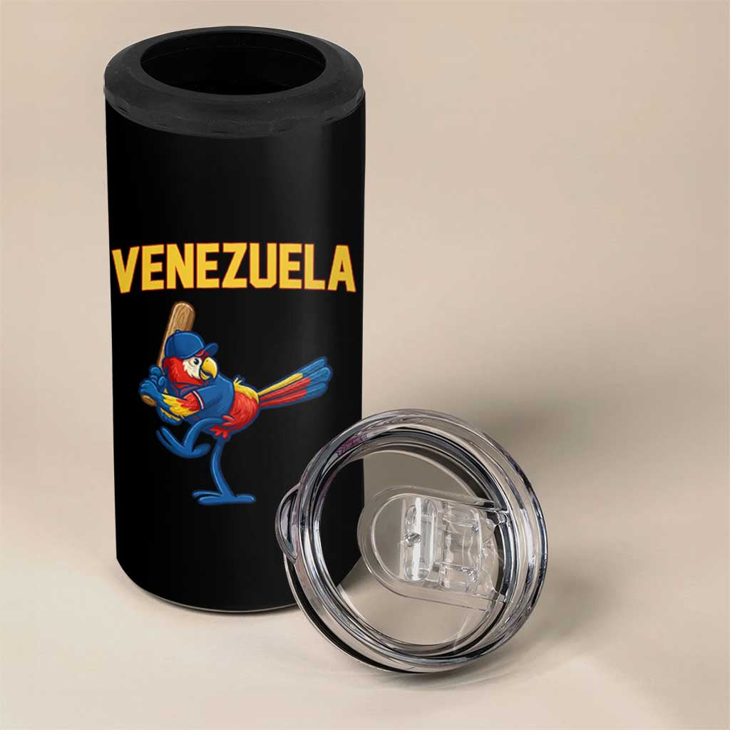 Venezuela Baseball Macaw Batter 4 in 1 Can Cooler Tumbler Ara Macao Guacamaya Venezuelan Pride