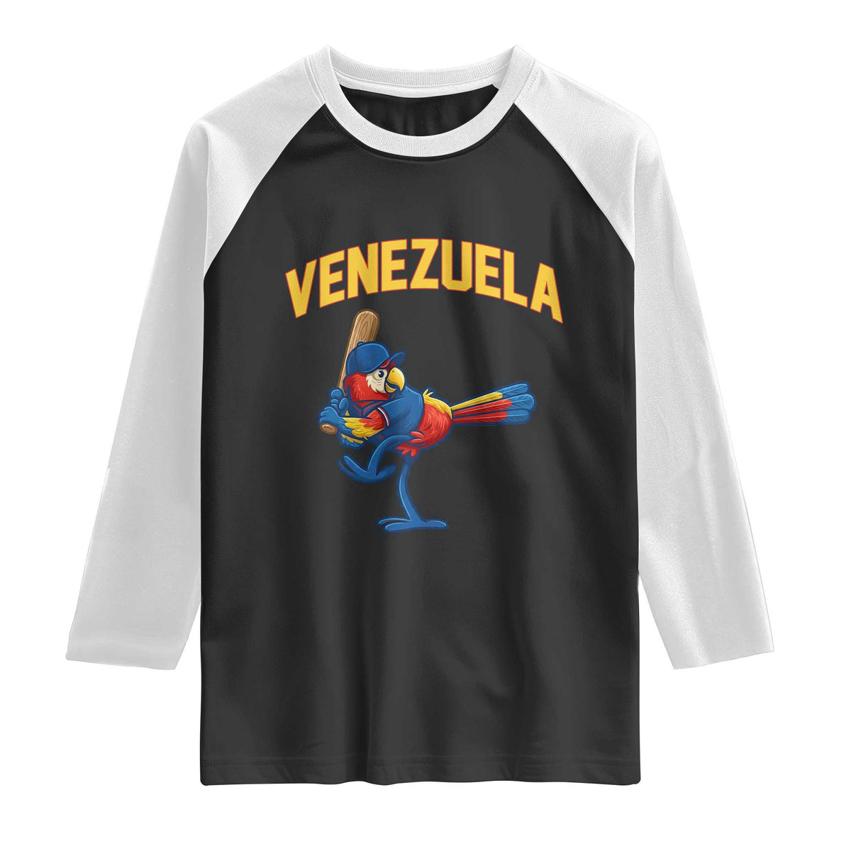 Venezuela Baseball Macaw Batter Raglan Shirt Ara Macao Guacamaya Venezuelan Pride
