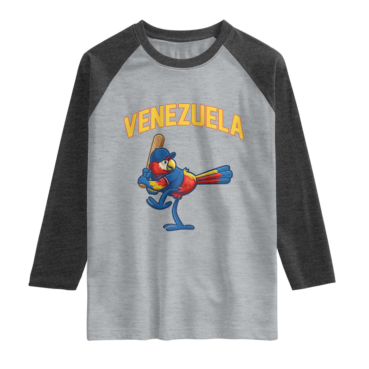 Venezuela Baseball Macaw Batter Raglan Shirt Ara Macao Guacamaya Venezuelan Pride