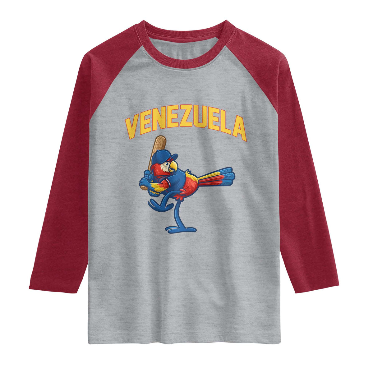 Venezuela Baseball Macaw Batter Raglan Shirt Ara Macao Guacamaya Venezuelan Pride