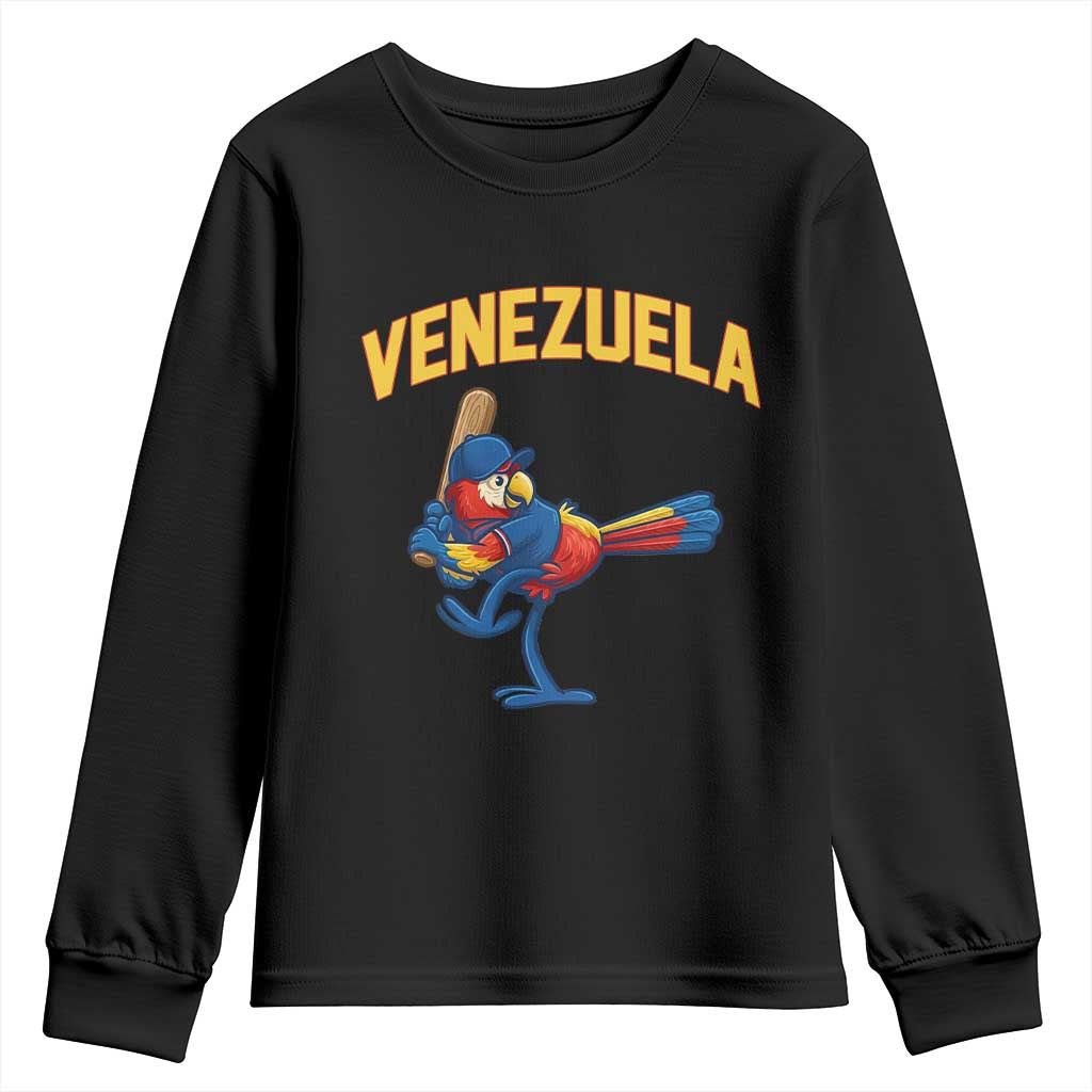 Venezuela Baseball Macaw Batter Youth Sweatshirt Ara Macao Guacamaya Venezuelan Pride