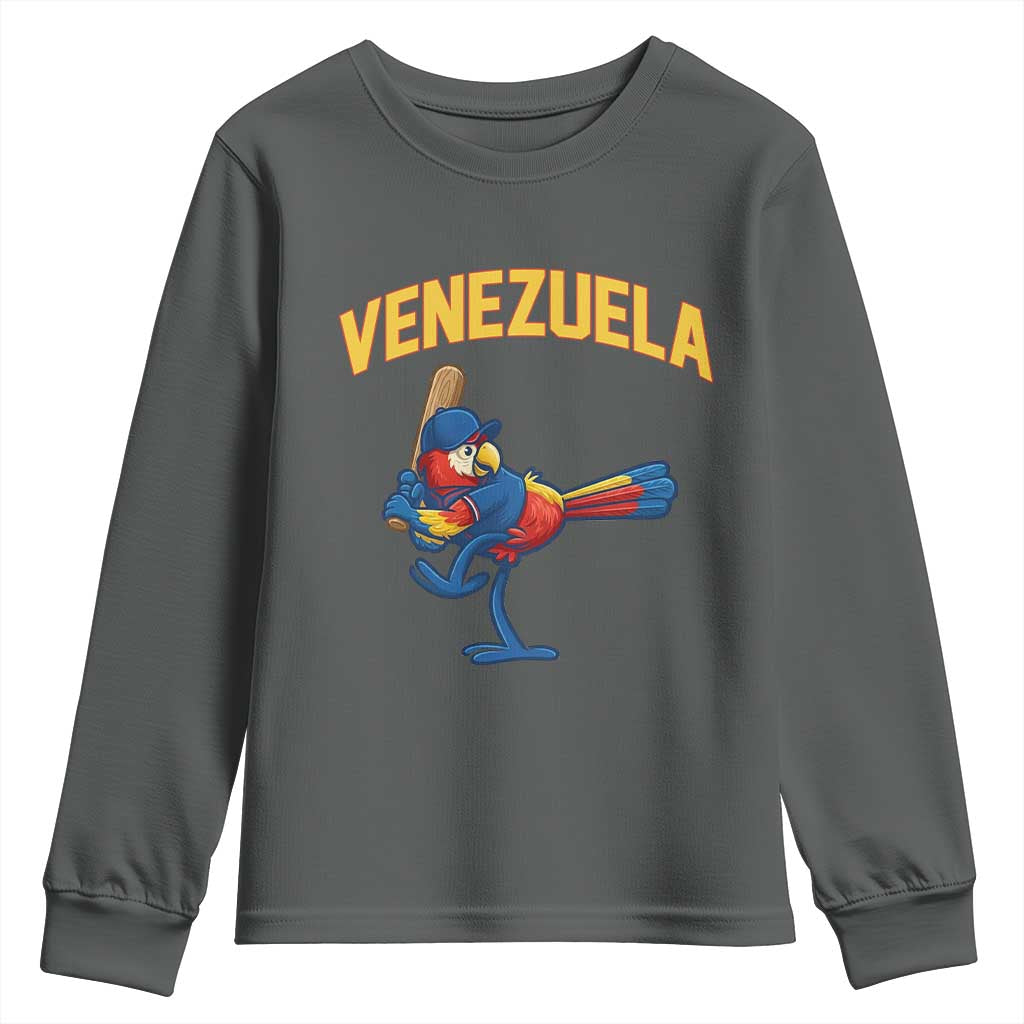 Venezuela Baseball Macaw Batter Youth Sweatshirt Ara Macao Guacamaya Venezuelan Pride
