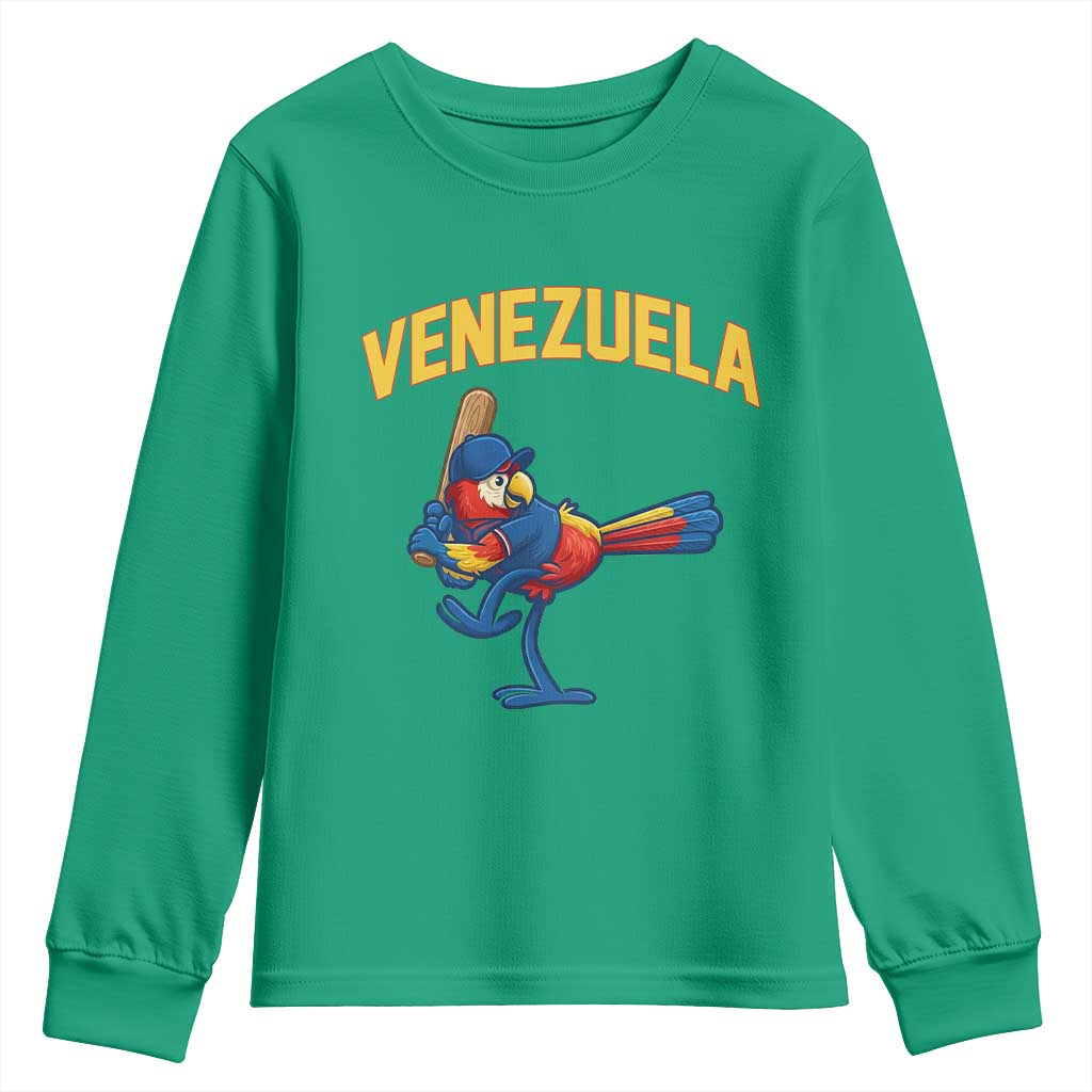 Venezuela Baseball Macaw Batter Youth Sweatshirt Ara Macao Guacamaya Venezuelan Pride