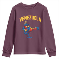 Venezuela Baseball Macaw Batter Youth Sweatshirt Ara Macao Guacamaya Venezuelan Pride