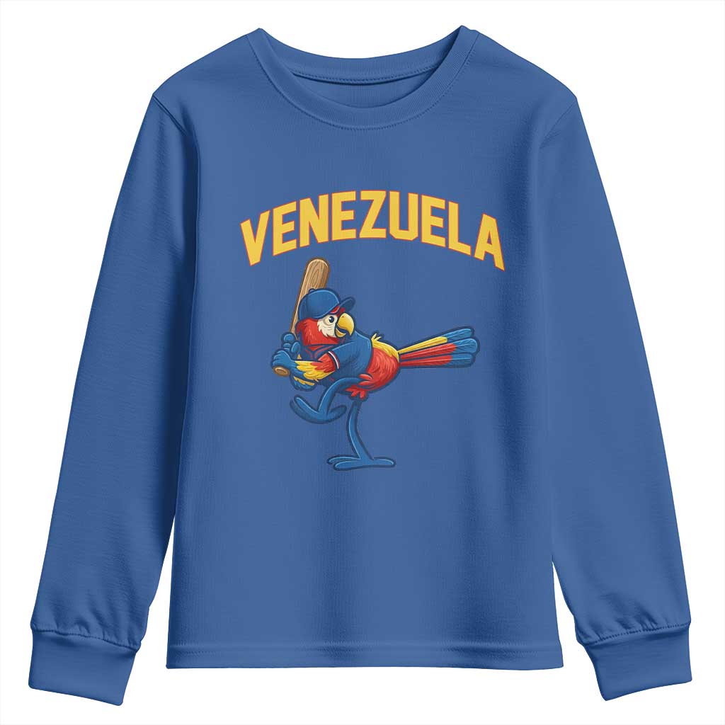 Venezuela Baseball Macaw Batter Youth Sweatshirt Ara Macao Guacamaya Venezuelan Pride