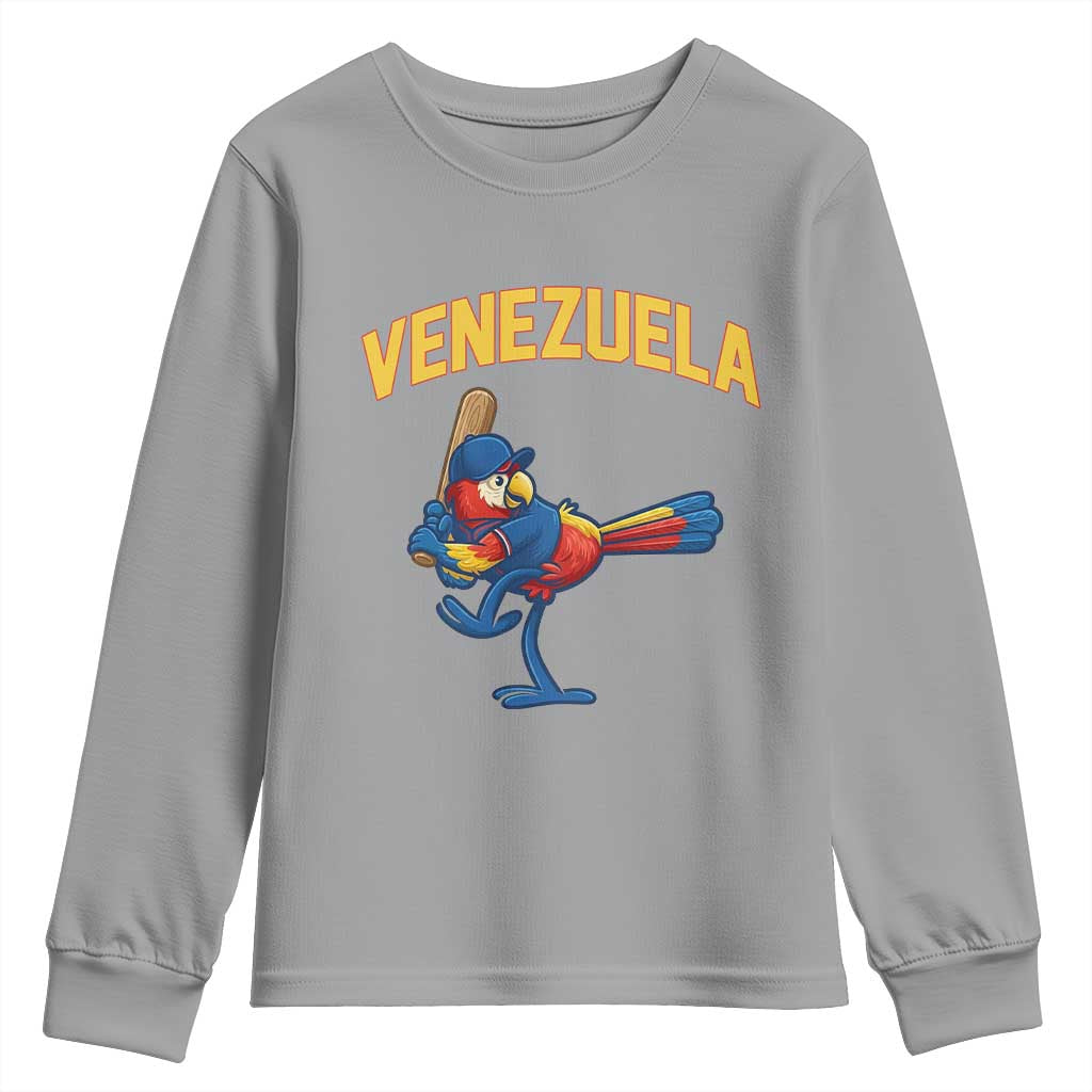 Venezuela Baseball Macaw Batter Youth Sweatshirt Ara Macao Guacamaya Venezuelan Pride