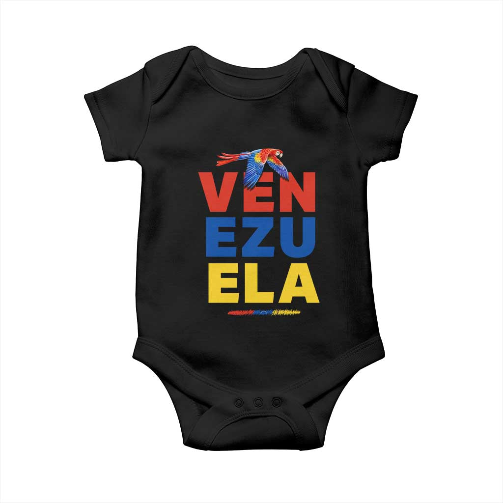 Venezuela Pride Flying Scarlet Macaw Baby Onesie Ara Macao Guacamaya Venezuelan Pride Tropical Bird