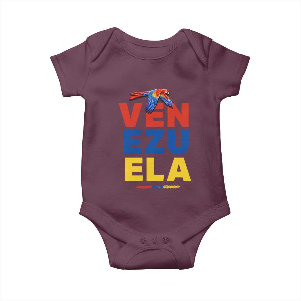Venezuela Pride Flying Scarlet Macaw Baby Onesie Ara Macao Guacamaya Venezuelan Pride Tropical Bird