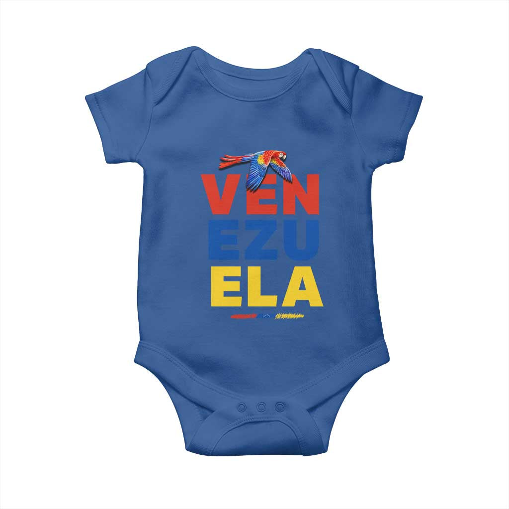 Venezuela Pride Flying Scarlet Macaw Baby Onesie Ara Macao Guacamaya Venezuelan Pride Tropical Bird