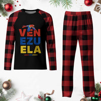 Venezuela Pride Flying Scarlet Macaw Plaid Pajama Set Ara Macao Guacamaya Venezuelan Pride Tropical Bird