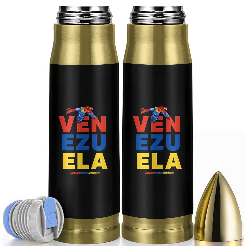 Venezuela Pride Flying Scarlet Macaw Bullet Tumbler Ara Macao Guacamaya Venezuelan Pride Tropical Bird