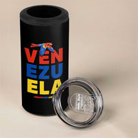Venezuela Pride Flying Scarlet Macaw 4 in 1 Can Cooler Tumbler Ara Macao Guacamaya Venezuelan Pride Tropical Bird