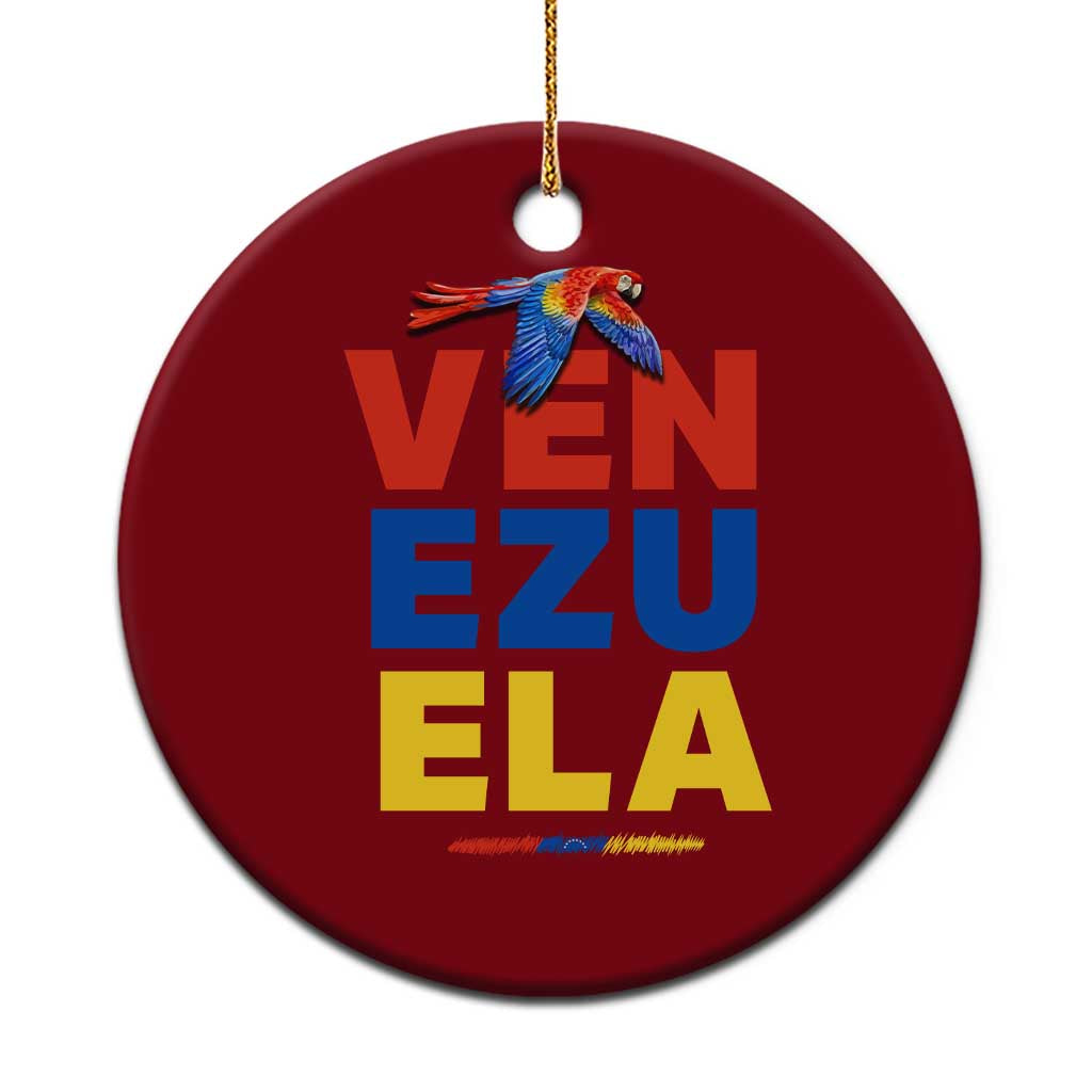 Venezuela Pride Flying Scarlet Macaw Ceramic Ornament Ara Macao Guacamaya Venezuelan Pride Tropical Bird