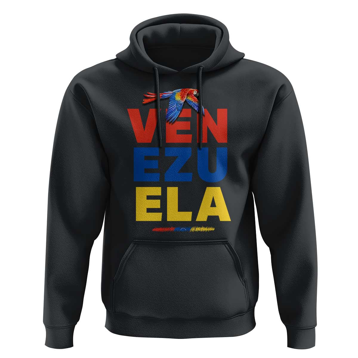 Venezuela Pride Flying Scarlet Macaw Hoodie Ara Macao Guacamaya Venezuelan Pride Tropical Bird