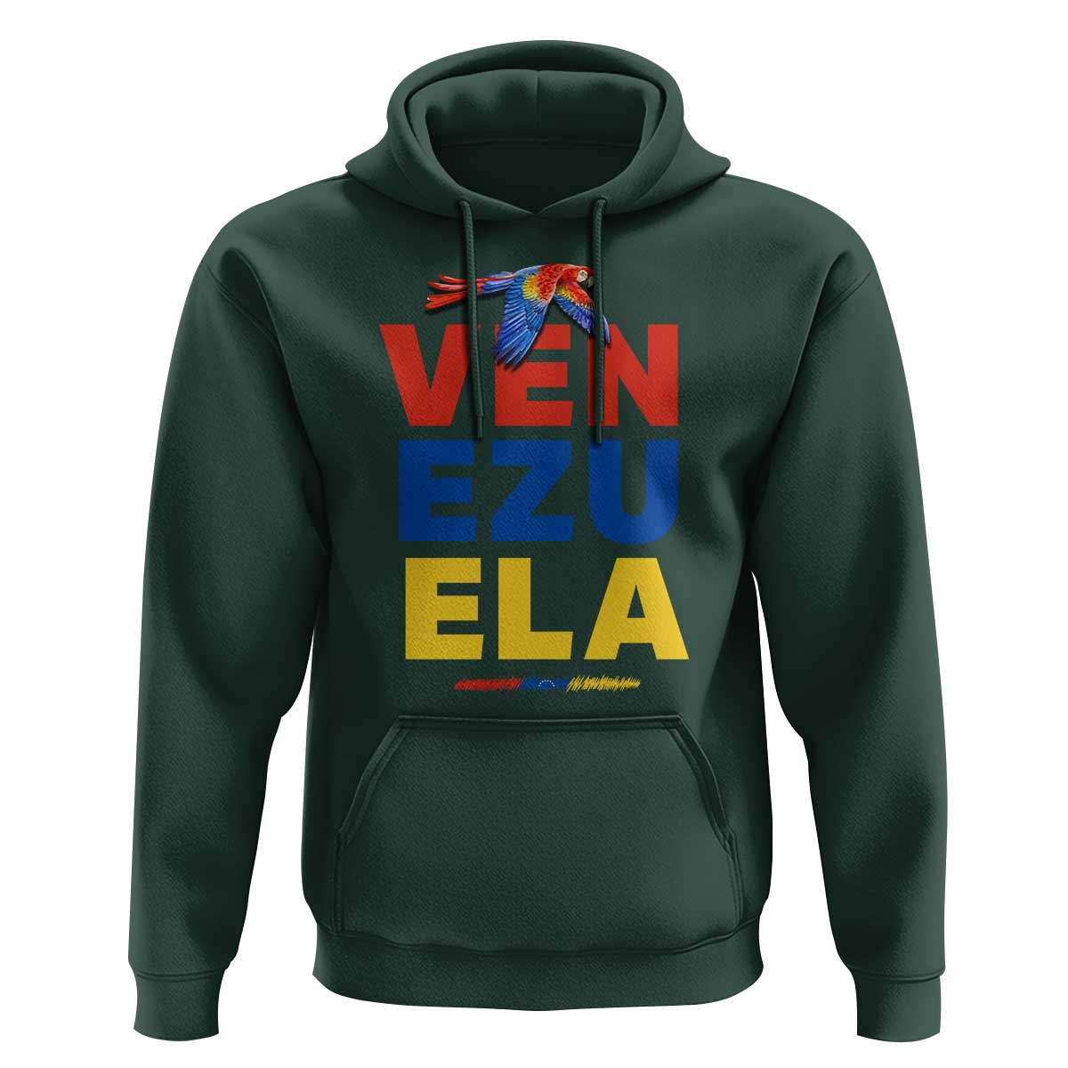Venezuela Pride Flying Scarlet Macaw Hoodie Ara Macao Guacamaya Venezuelan Pride Tropical Bird