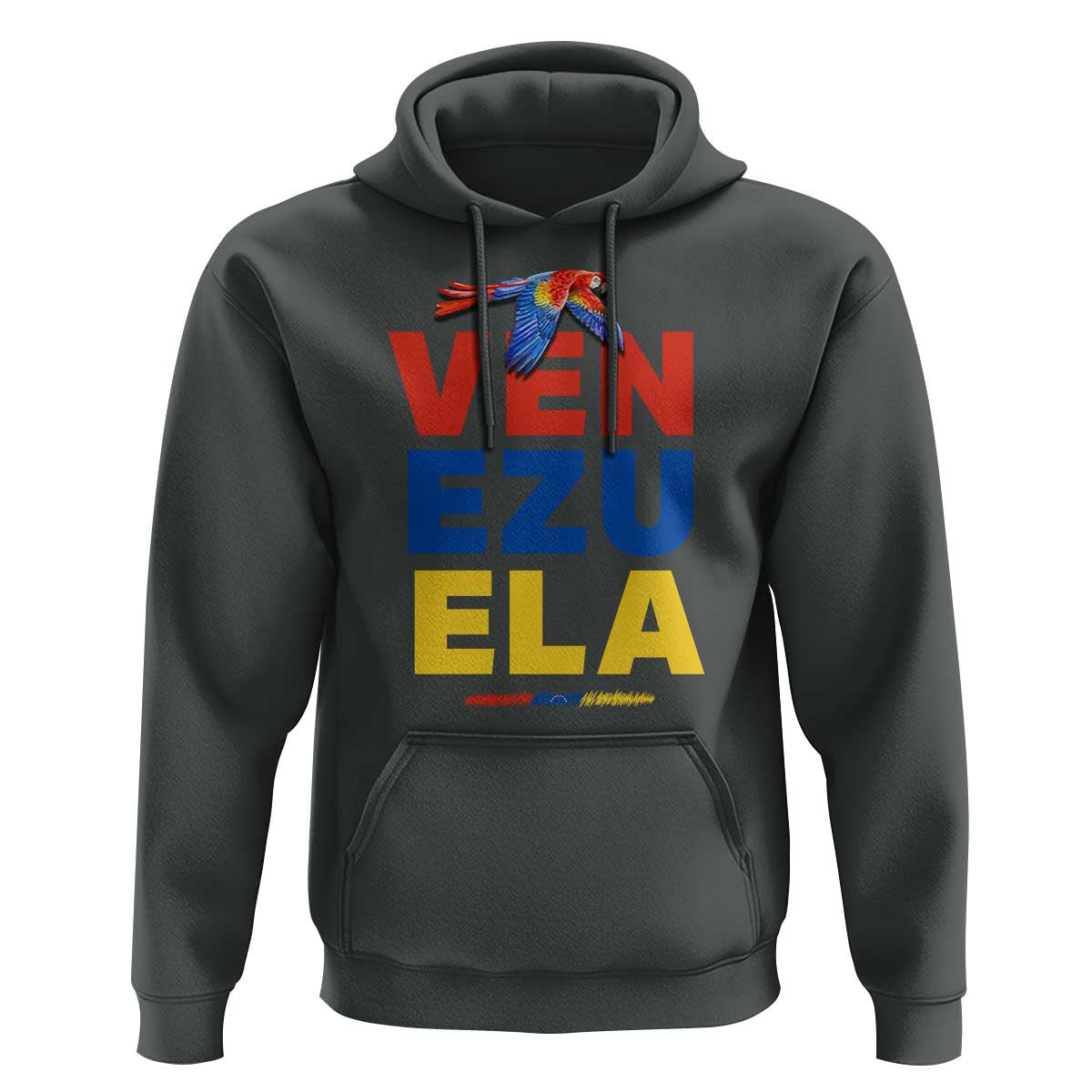 Venezuela Pride Flying Scarlet Macaw Hoodie Ara Macao Guacamaya Venezuelan Pride Tropical Bird