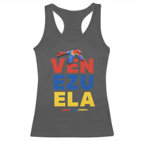 Venezuela Pride Flying Scarlet Macaw Racerback Tank Top Ara Macao Guacamaya Venezuelan Pride Tropical Bird