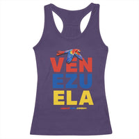 Venezuela Pride Flying Scarlet Macaw Racerback Tank Top Ara Macao Guacamaya Venezuelan Pride Tropical Bird