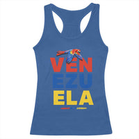 Venezuela Pride Flying Scarlet Macaw Racerback Tank Top Ara Macao Guacamaya Venezuelan Pride Tropical Bird