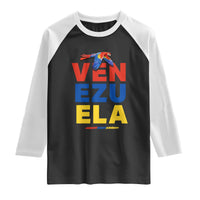 Venezuela Pride Flying Scarlet Macaw Raglan Shirt Ara Macao Guacamaya Venezuelan Pride Tropical Bird